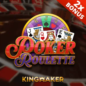 Poker table with playing cards and chips